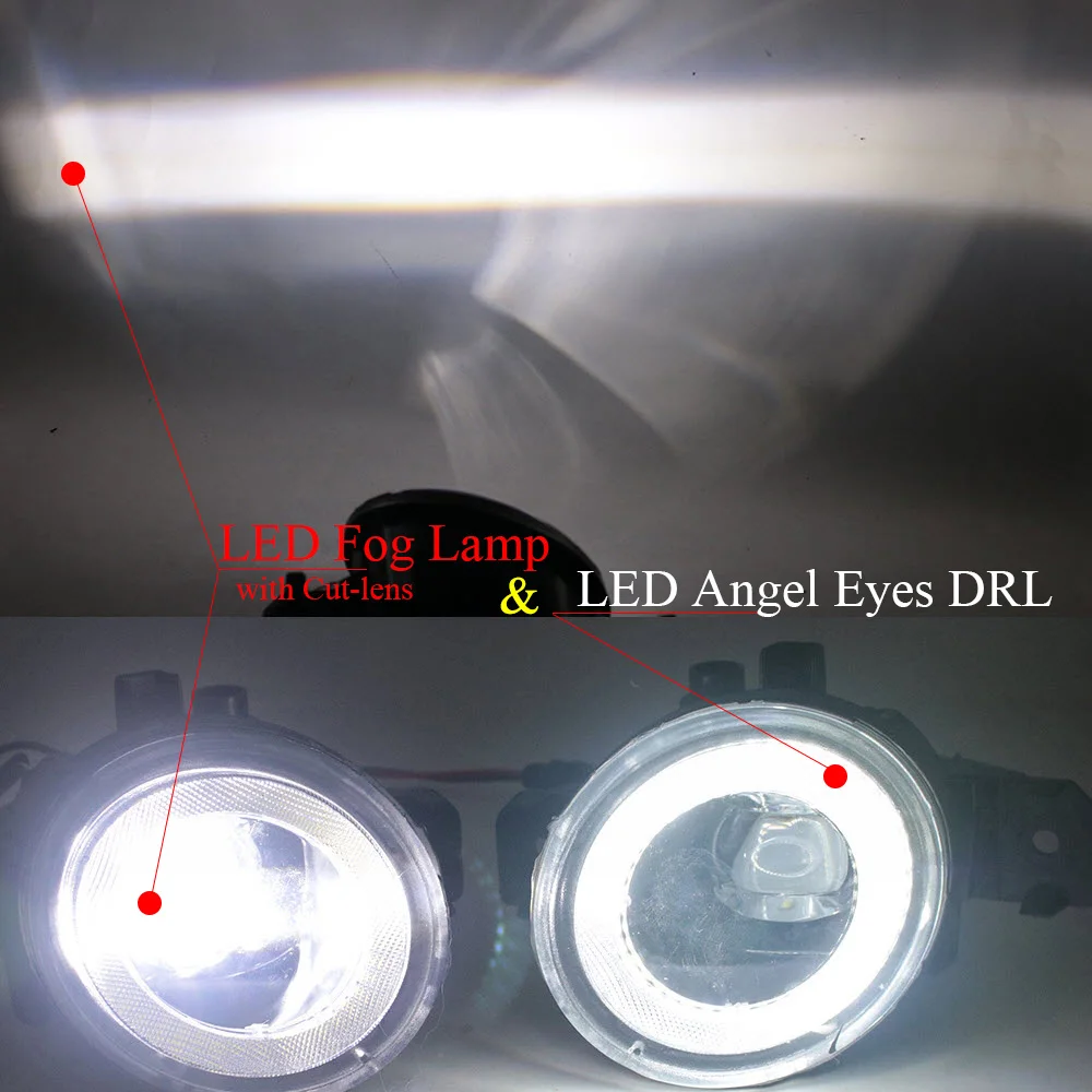 LED Fog Lights Assembly for Nissan Pulsar 5-Doors C13 VI 2014 2015 2016 2017 PTF with Clear Lens Angel Eye DRL Car Fog Lamp 30W detail image 7