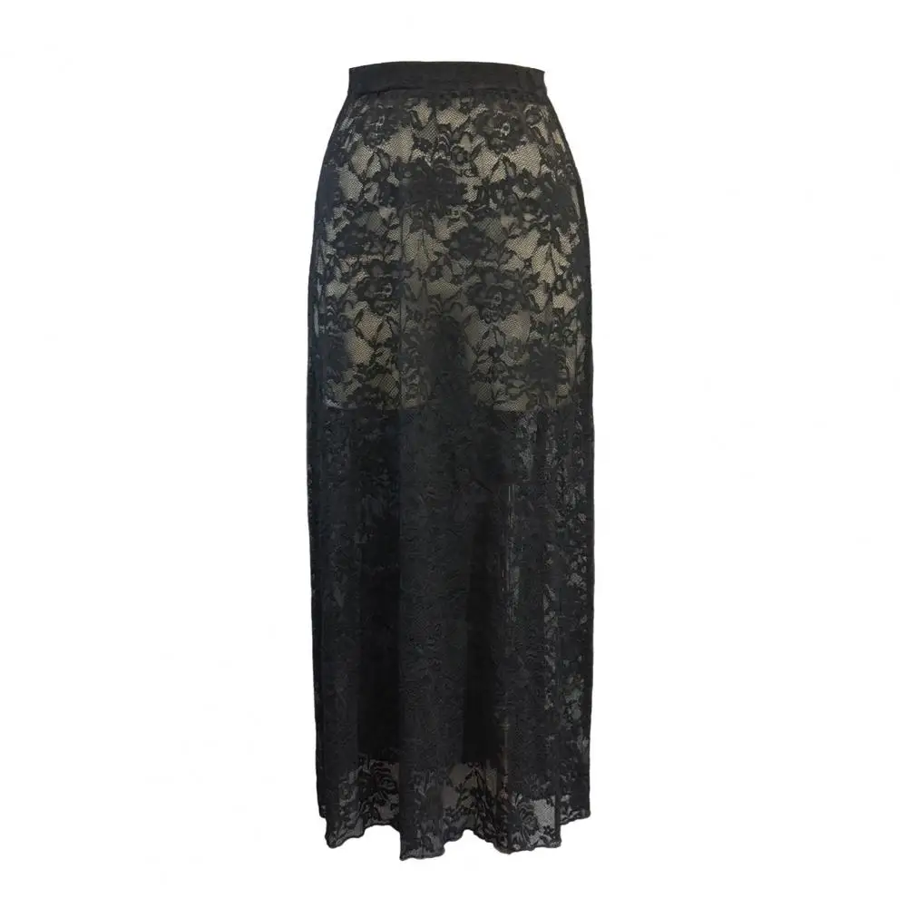 Women Lace Skirt Hip-hugging Fishtail Skirt High Waist Slim Maxi Skirt Transparent Lace Fabric for Banquets Versatile Wear
