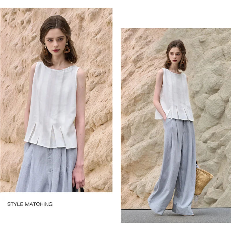 

ASDS-Women's Linen Sleeveless Tank Tops Summer Shirts Casual Blouses