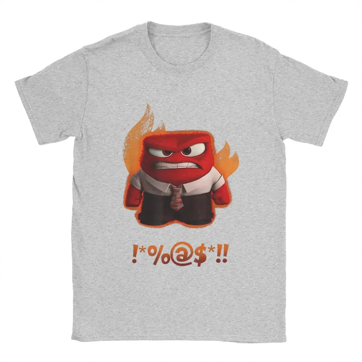 Men Insides Cartoon Out T Shirts Anger Shouting Curses Fiery Shot Cotton Vintage Short Sleeve Crewneck Tee Plus Size T-Shirt