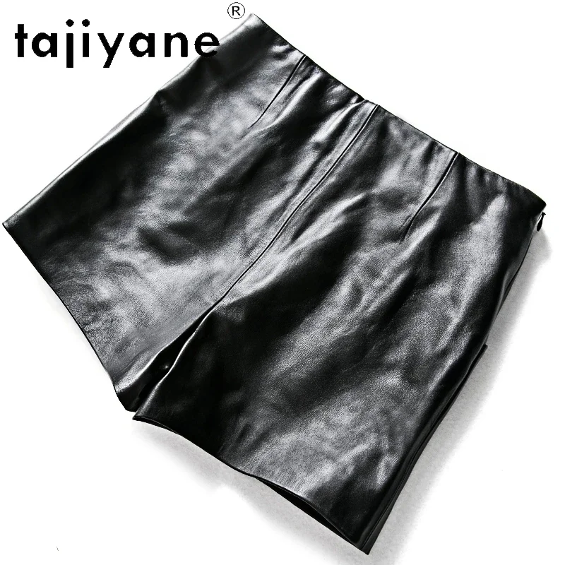 TAJIYANE Pantaloncini di vera pelle di pecora Abiti autunnali 2024 Donna Nero Vera pelle Corta a vita alta Slim Fit Mini Pantaloni Трусы Ж Kami Kami Kamiе