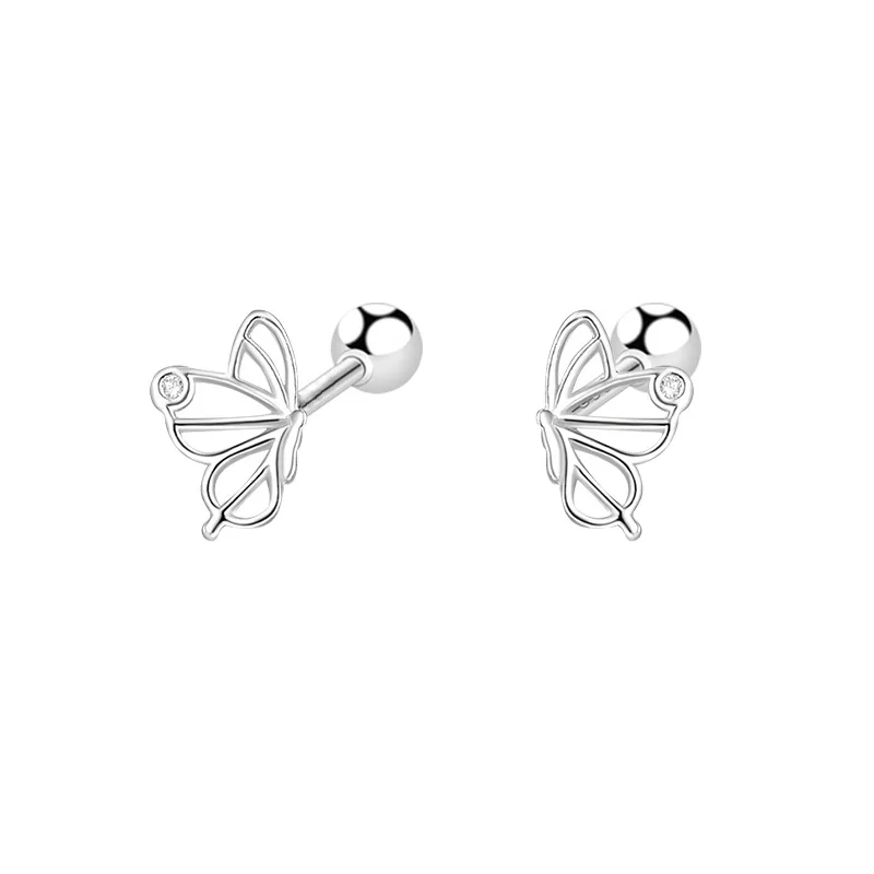 Korean Fashion Tragus Piercing Helix Studs Earrings for Women Sweet Flower Bow Hypoallergenic Daily Wear Jewelry Gift