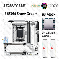 JGINYUE B650M AM5 Motherboard Set With R5 7600X 2*16GB=32GB DDR5 6000Mhz ARGB PCIe 4.0x4 M.2 B650M Snow Dream M-ATX Motherboard