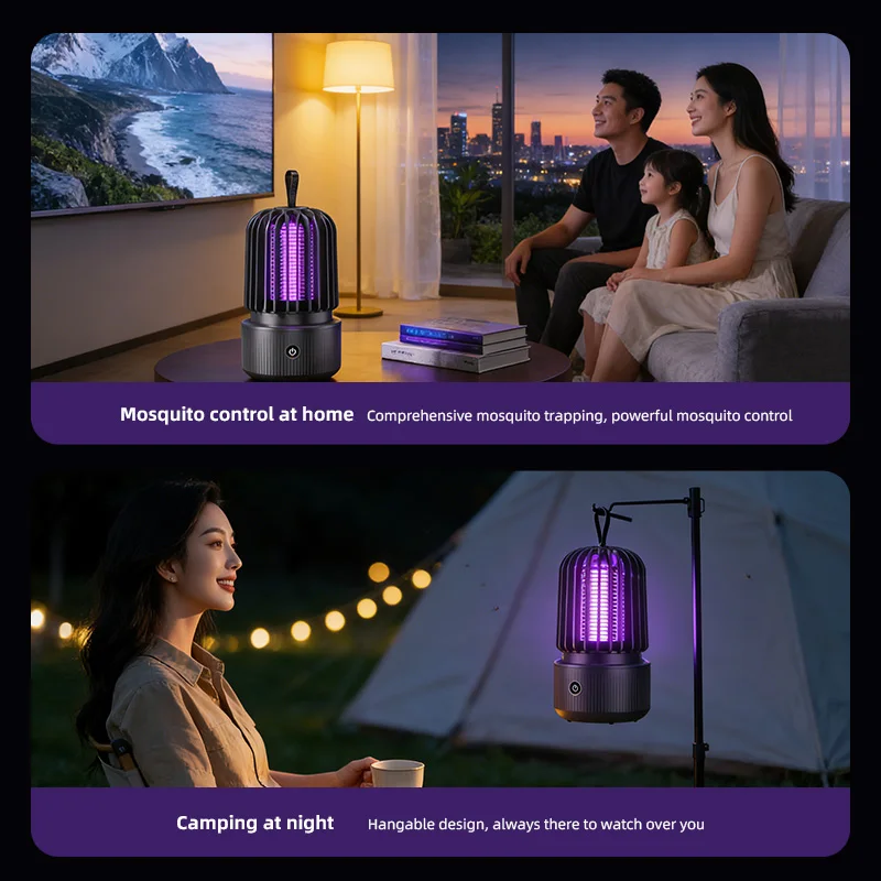 Neue elektrische Mückenvernichtungslampe mit UV-Licht und Stromschlagfunktion, 2-in-1-Mückenkiller, USB-wiederaufladbar für Zuhause und Camping – Detail 12