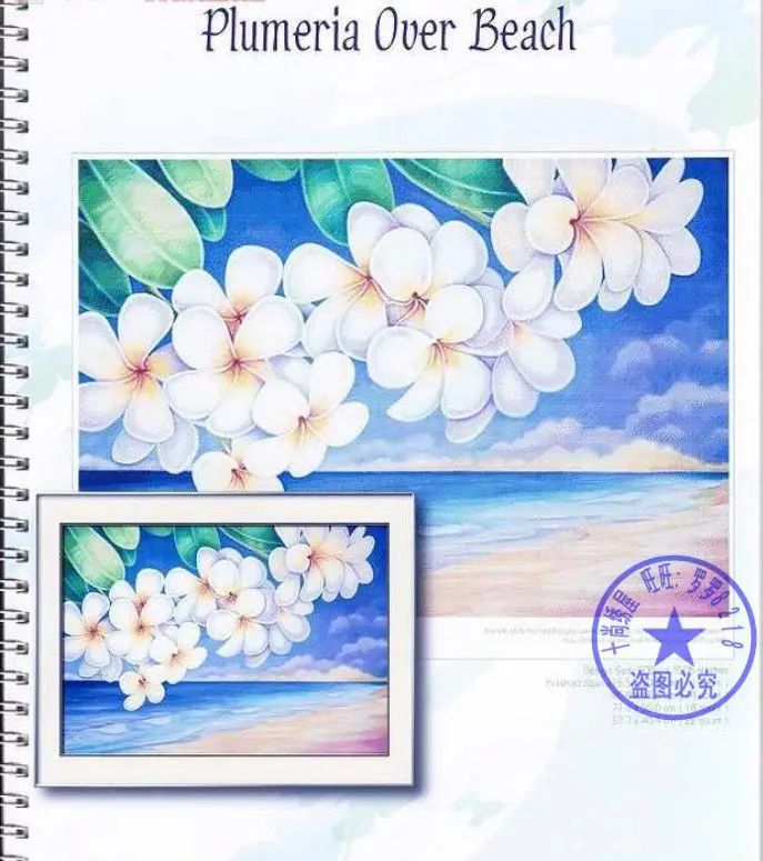 11/14/18/27/22/25/28CT  hot selling classical lovely counted cross stitch kit plumeria over beach white flowers flower