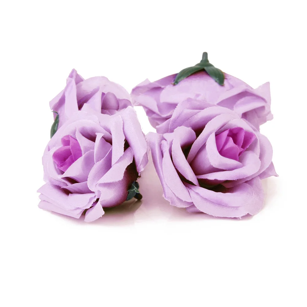 

20pcs Wedding Rose Heads Light Purple 8Cm Silk Artificial Roses For Decoration Party Event Home Decor Fake Flower Arrangements