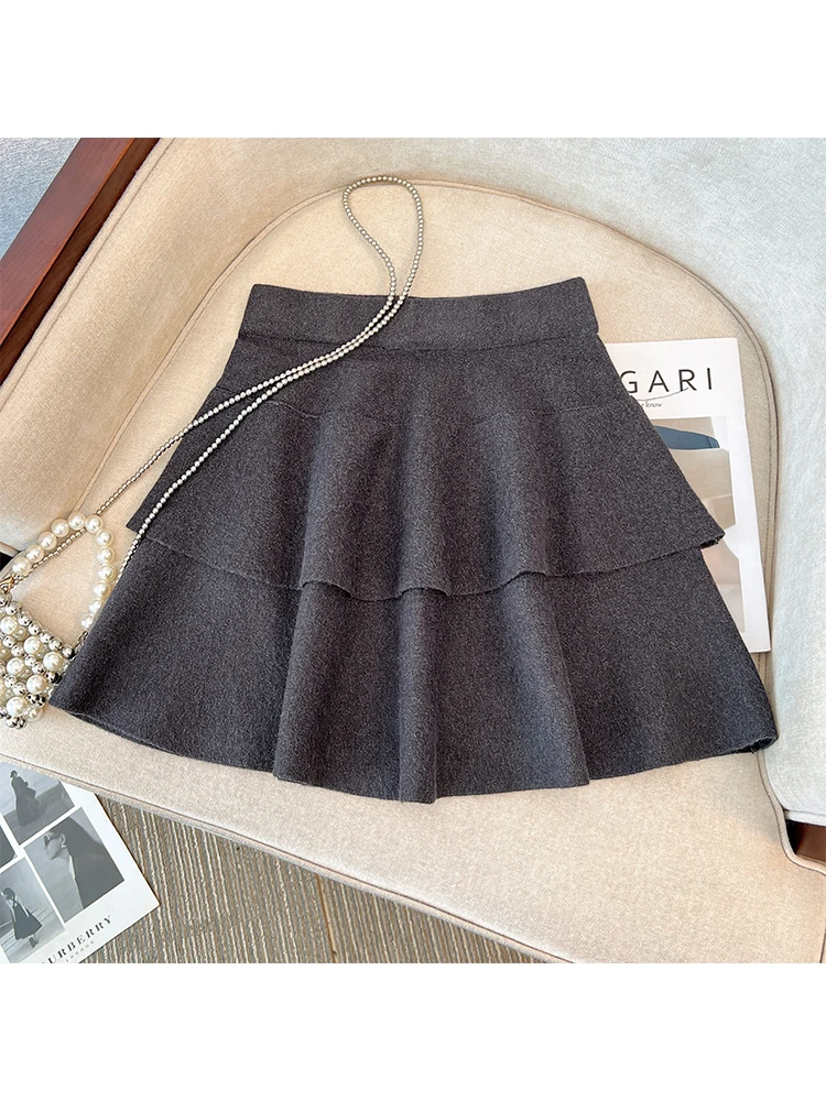 Summer Women Ballet Core Fashion Mini Pleated Skirt 2000s Aesthetic Old Money Tierred Ruffles Solid Color Korean Gyaru Coquette