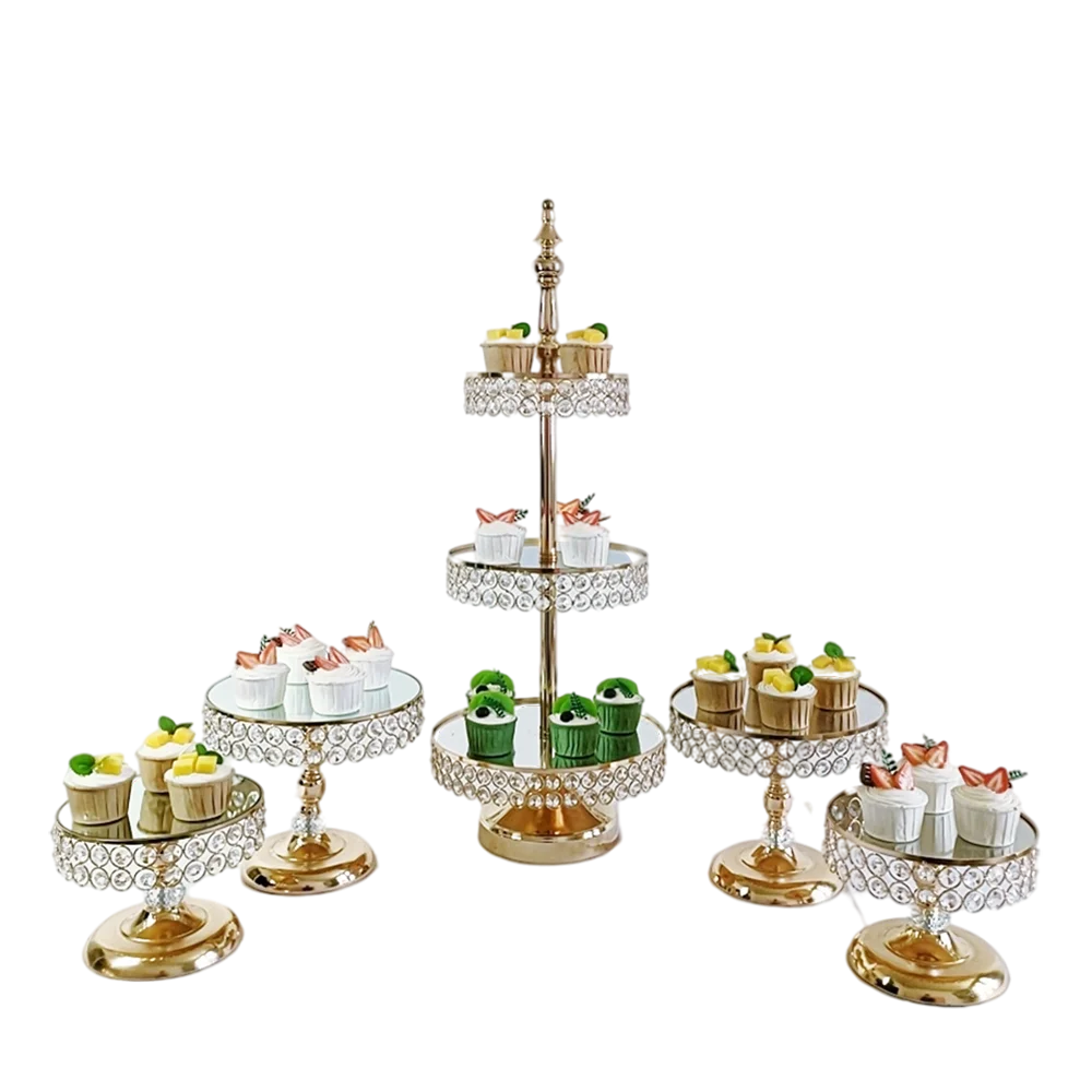 3Pcs-18Pcs/lot Gold silver Metal  Cupcake Stand,Heavy Duty Round 3 Tier Cake Display Tower, Iron Crystal Cake Dessert Fruit