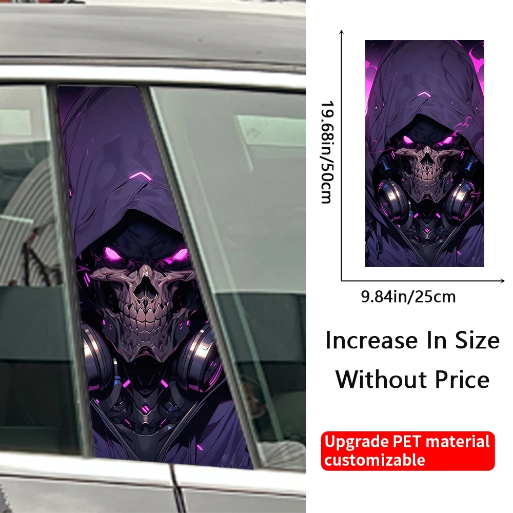 Gothic Skull Couple Car Stickers B-pillar Sunscreen DIY Auto Center Column Cover Scratches Cartoon Decoration Accessories