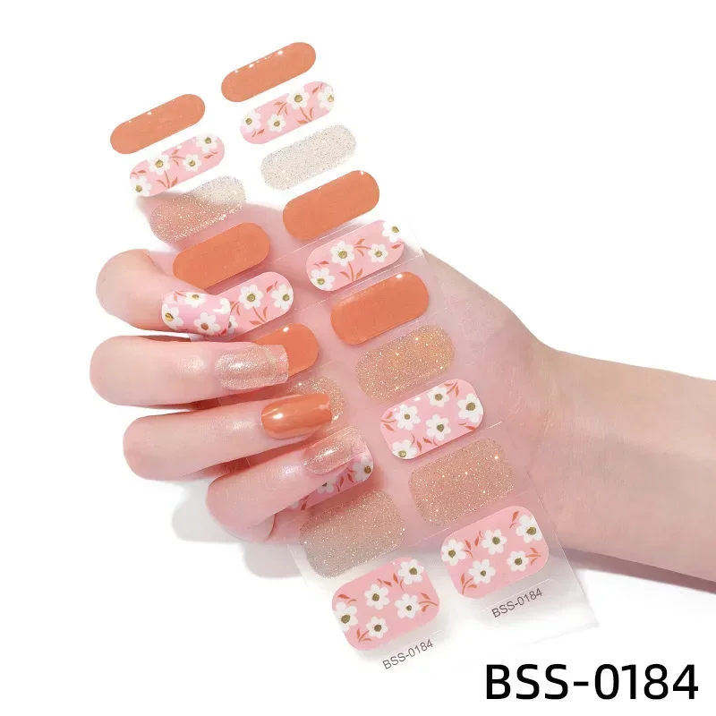 Tiras de pegatinas de uñas de Gel semicuradas, nuevos parches de uñas semihorneados, calcomanías de cobertura completa, decoraciones de Arte de uñas, lámpara UV, necesita 16/20/22/24 tiras