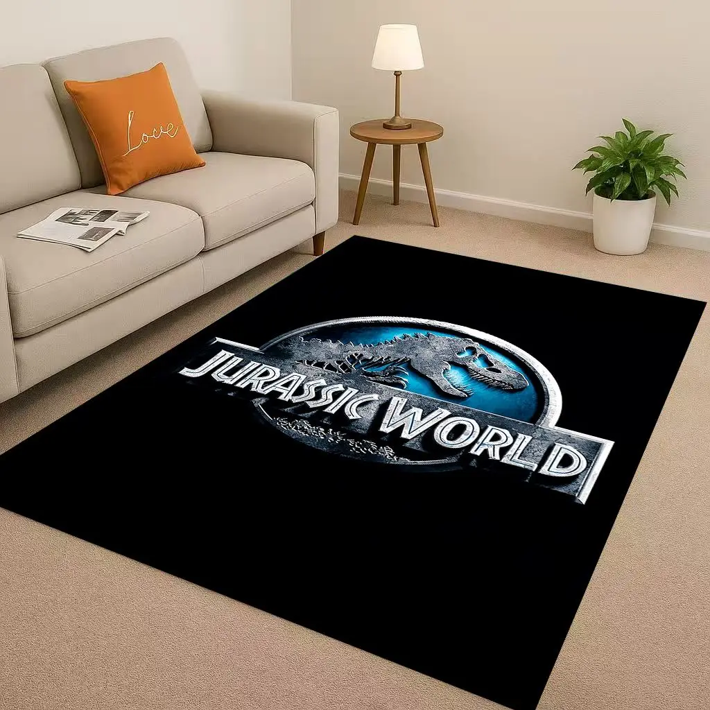 HD Jurassic Park Dinosaur Cartoon Living Room Non-Slip Area Rug Carpet for Bedroom Playroom Sofa,Easy Clean Home Decor Doormat