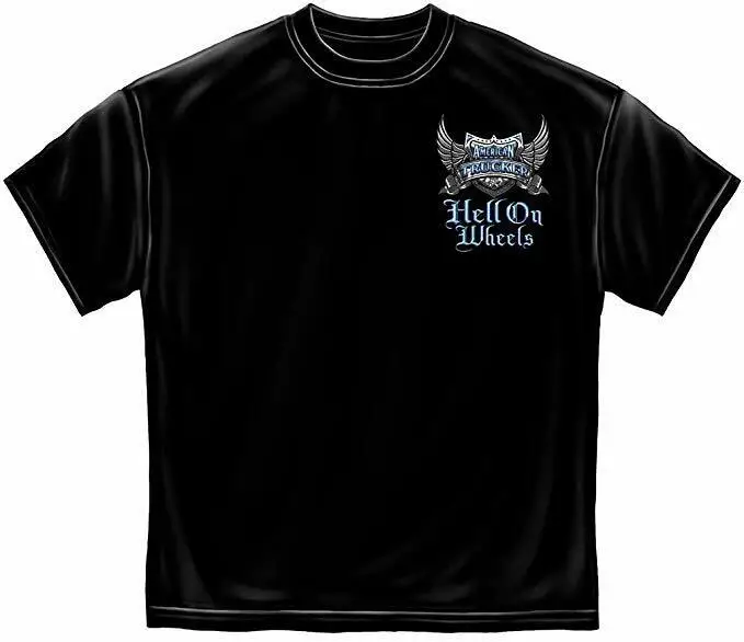 Trucker Hell on Wheels Highway Driver Gothic Grim Reaper Skull T Shirt RN2336