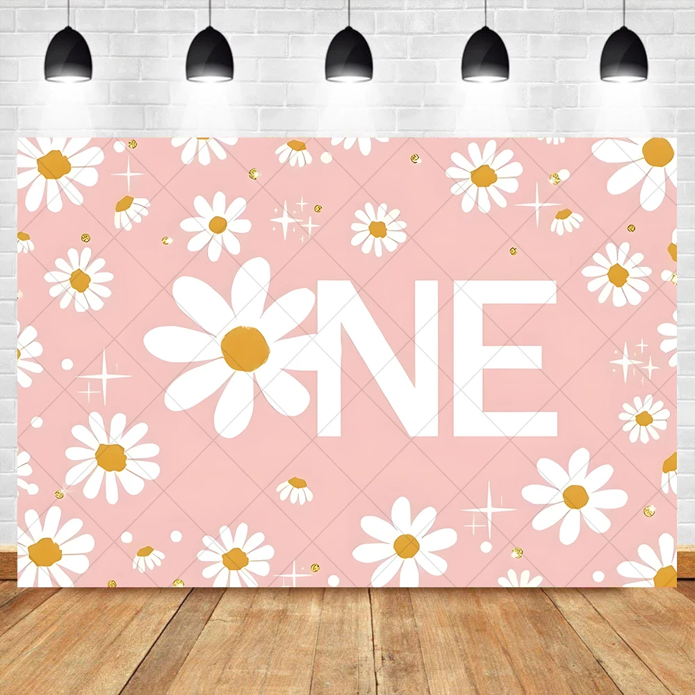 Baby Girls 1st Birthday Backdrop Custom Boho Rainbow Colorful Daisy Background Banner Newborn Shower Party Decor Photocall Prop