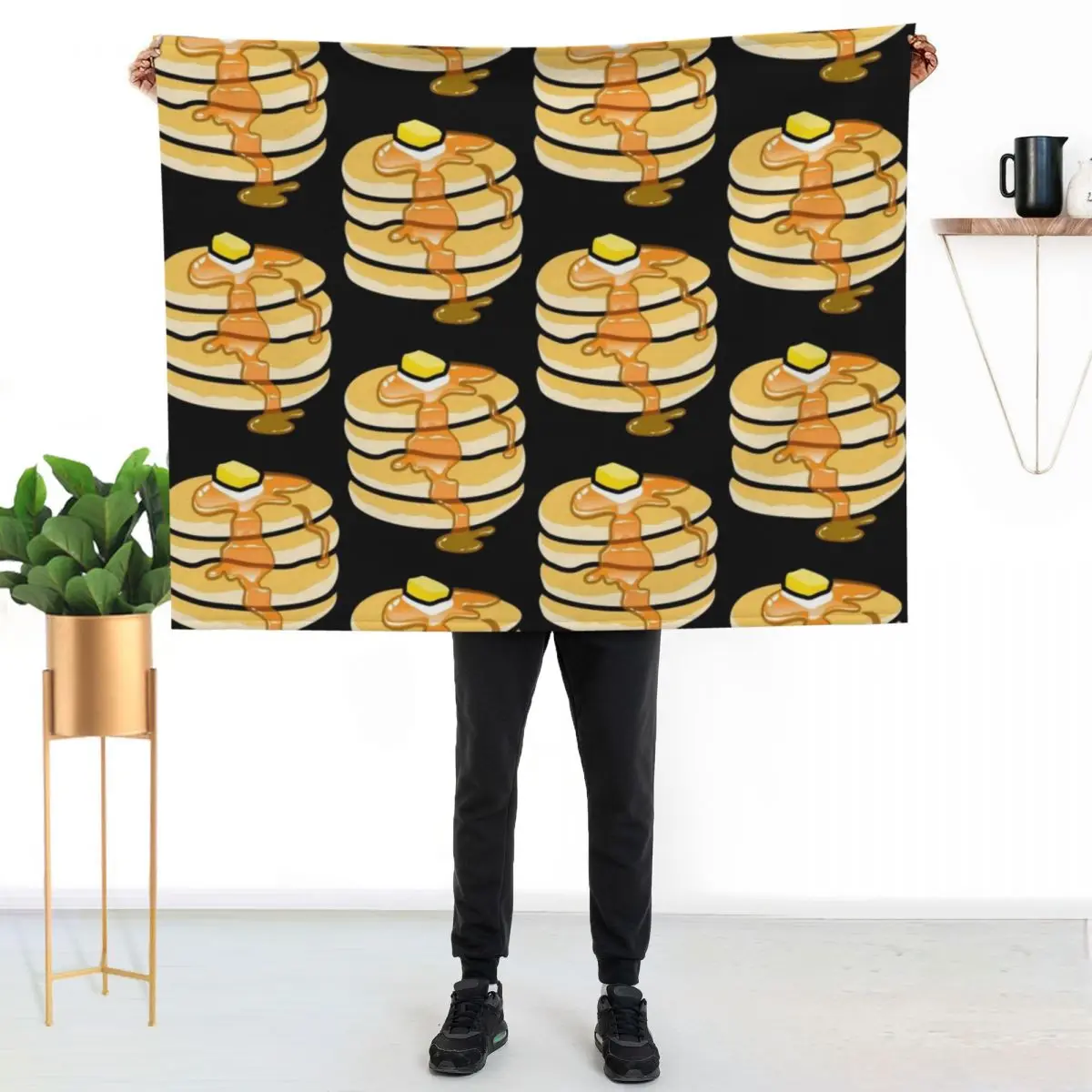 Pancakes on black background Throw Blanket sofa bed Decorative Beds Camping warm winter For Decorative Sofa Beautifuls Blankets