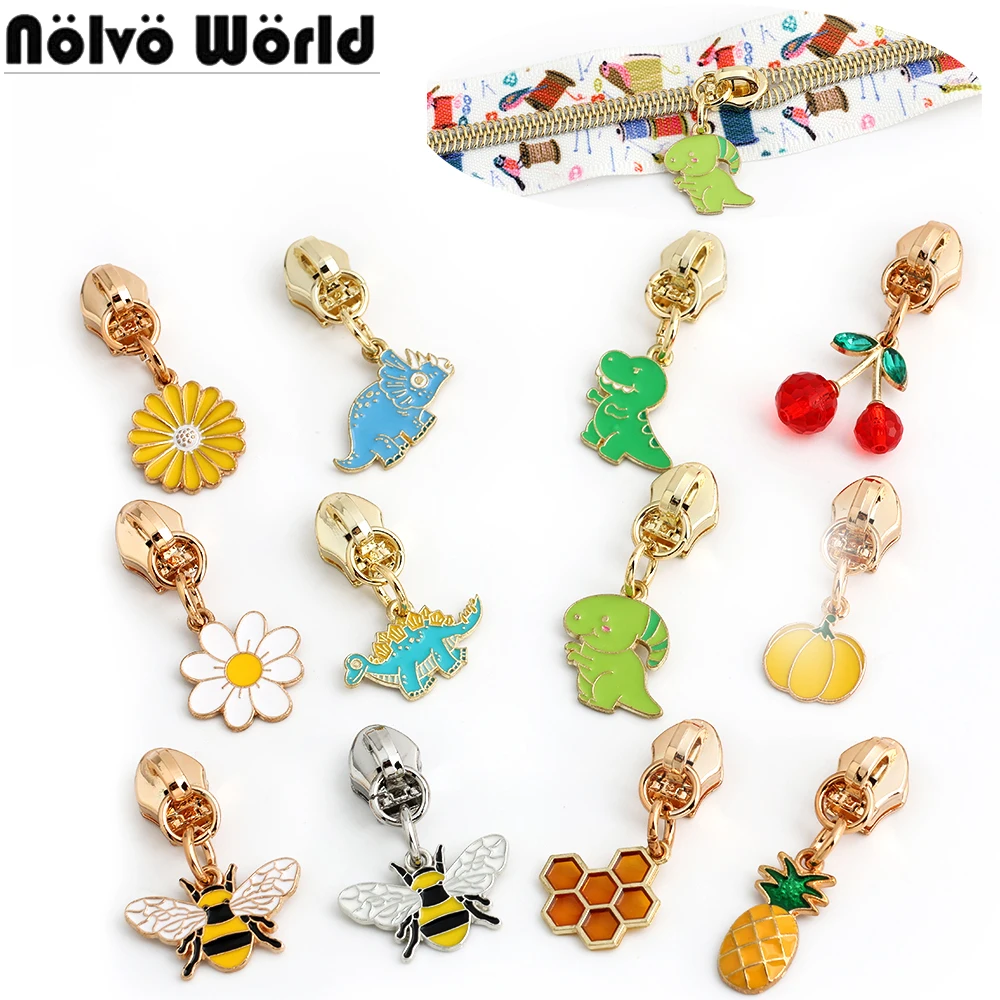 20-40-100PCS Trendy Insect Daisy Animals 5# Cute Zipper Heads For Nylon Purse Bags Hangbag Decorative Backpacks Gift Accessories