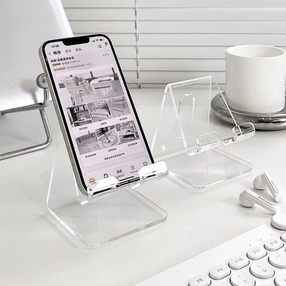 Acrylic Clear Tablet Stand Durable Adjustable Folding PC Support Holder Stand Accessories Crystal Bracket for iPad Air/iPhone