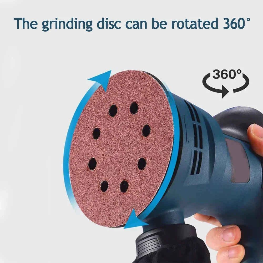 300W Electric Eccentric Sander 6 Gears Speed Adjustment 5 Inch 125mm Wood Sanding Processing Car Polishing Machine With Dust Box