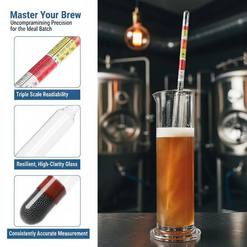 1Pcs 3 Scale Hydrometer For Wine Beer Cider Alcohol Testing Fitting With Home Brew
