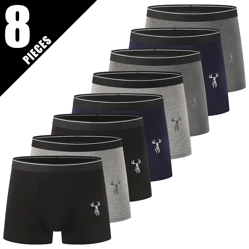 

Набор из 8 предметов мужского повседневного универсального нижнего белья с принтом оленьей головы, больших размеров, удобные пляжные шорты из бамбукового волокна.