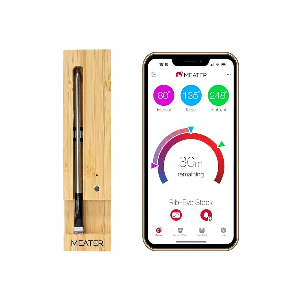 

Wireless Meat Thermometer for Oven Grill BBQ Smoker Rotisserie with Bluetooth and Digital Connectivity