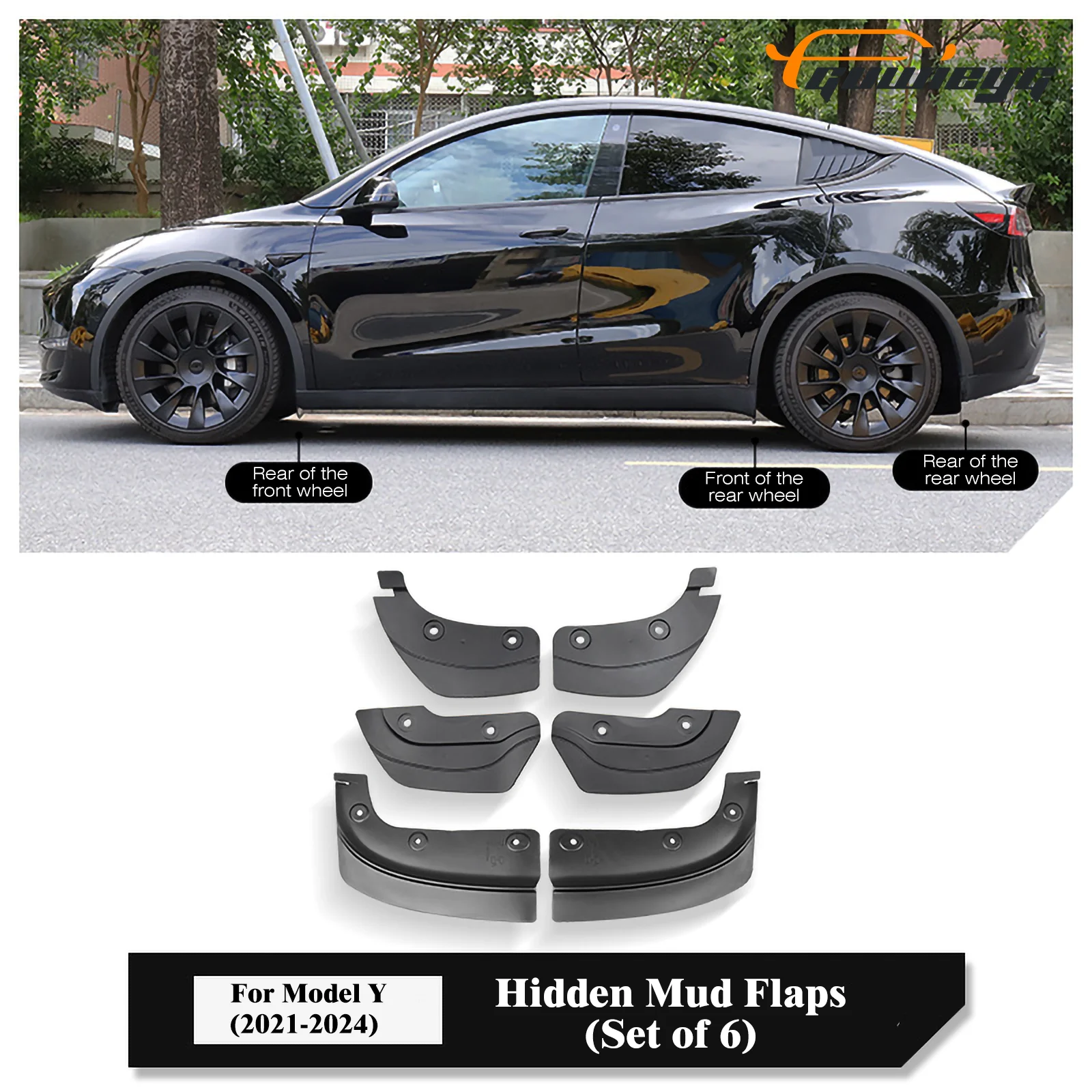 

Fit for MODELY Invisible Mudguards for 2021-2024 (6-Piece Full Set) - Durable and Sleek Protection for Your Vehicle