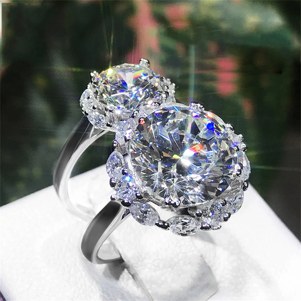 Popular Queen Big 5-carat Imitation Moissanite High Carbon Zircon Ring Adjustable Proposal Wedding Party Jewelry Give Gift box