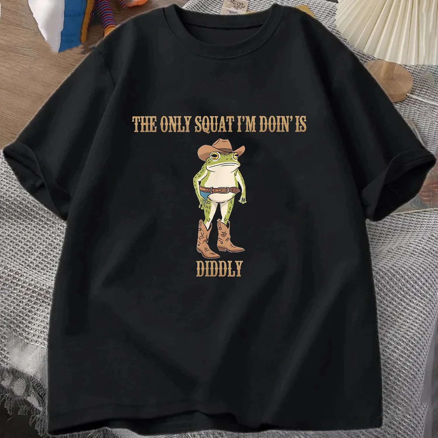 The Only Squat I'm Doin' Is Diddly Summer Trucksuit T-shirt Funny Printed O-Neck Short Sleeve Tops Casual Breathable Sportswear