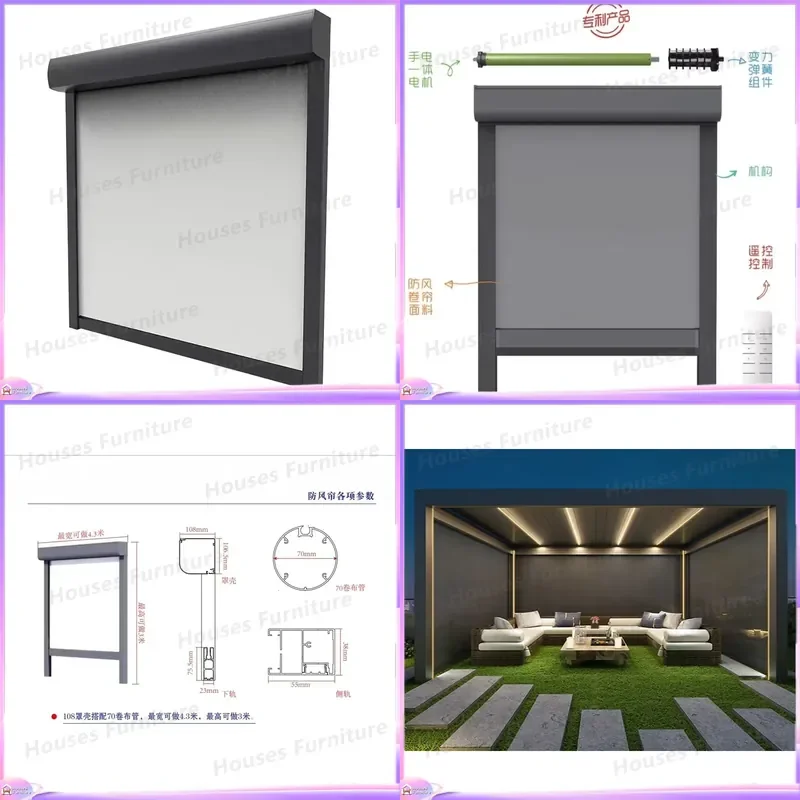 Outdoor Aluminum Alloy Telescopic Awning Remote Control Windproof Canopy for Garden Patio Sunroom Leisure Space Shade Cover