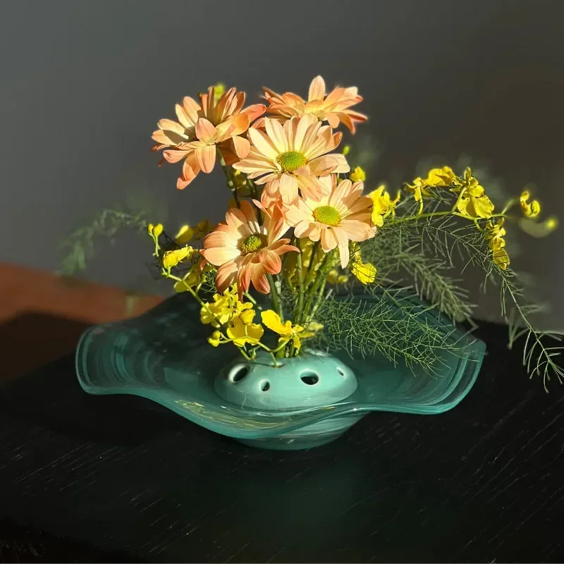 Hand-made Glass Flower Pots Luxury Fruit Bowl Flower Pots Ornaments Living Room Coffee Table Tray Decorative Flower Pots