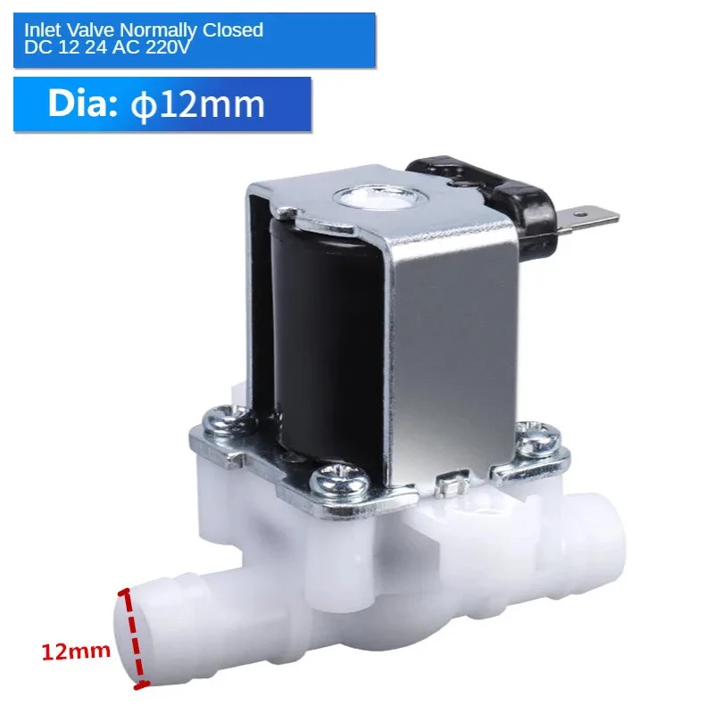 DC 12 24 AC 220V Normally Closed Pressurized Solenoid Valve Inlet Valve 12mm For Water Dispenser Water Purifier Plastic