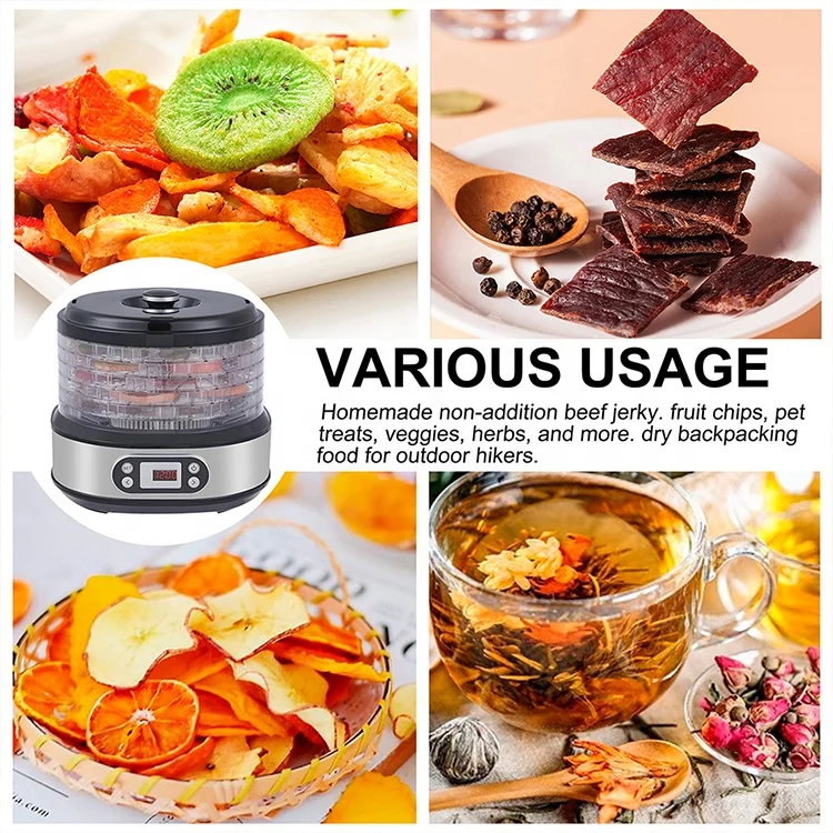 مجفف الطعام الكهربائي للاستخدام المنزلي من الفولاذ المقاوم للصدأ، مجفف الطعام، آلة تجفيف الخضروات