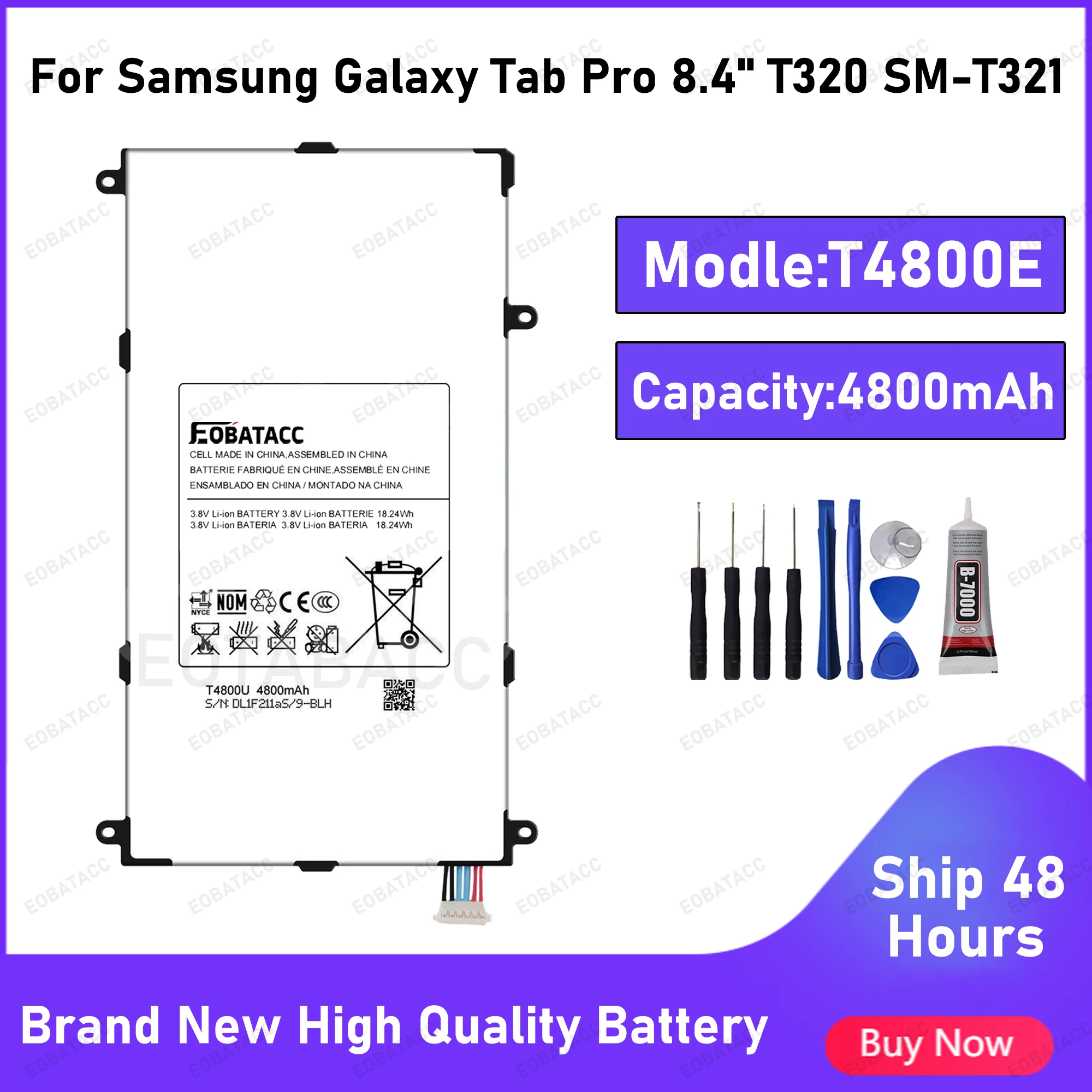 

Совершенно новый сменный аккумулятор T4800U T4800C T4800E 4800 мАч для Samsung Galaxy Tab Pro 8,4 "T320 SM-T321, аккумулятор + бесплатные инструменты