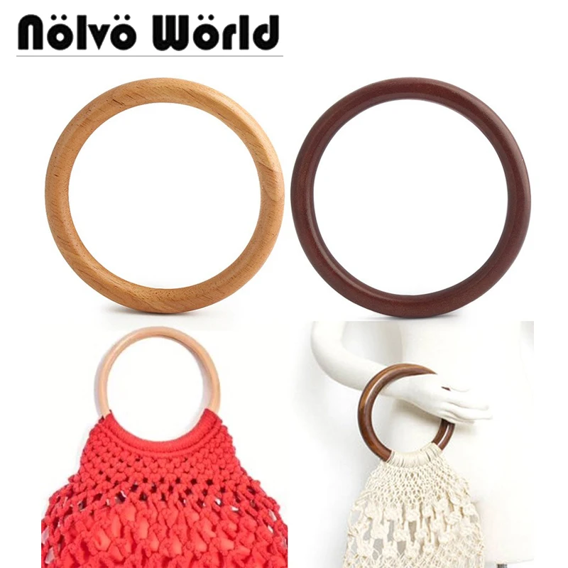 

2/4/10pcs 11/14cm High Level Solid Wood Oak Wooden Bag Handle Circle Ring Yarn Bag DIY Handbag Parts wood Handles For Handbags