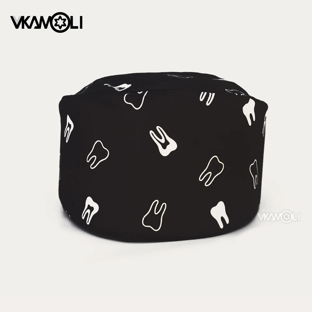Tooth Print Scrub Cap Unisex Dental Pattern Surgical Hat for Dentist Dental Clinic Nurses Doctors
