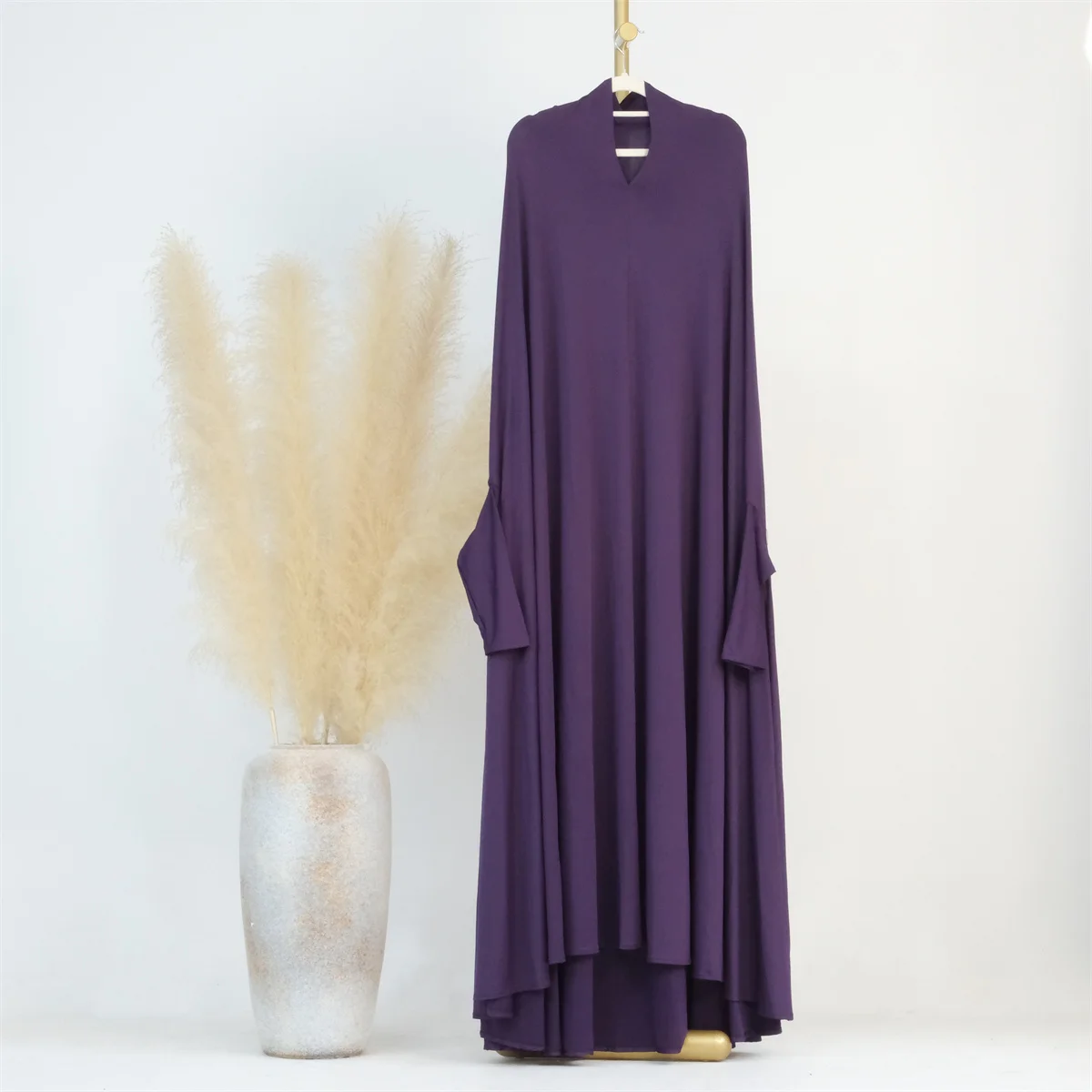 Modest Full Coverage Hijab Abaya For Muslim Women Dress Prayer Clothing Islamic Lady Batwing Loose Abaya Robe LR628