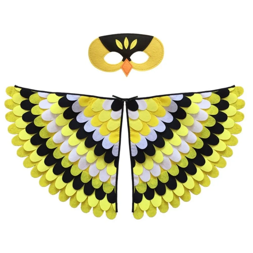 Creative Felt Cloth Halloween Cloak with Mask Bird Wings Robe Halloween Children Costume Cosplay Owl Cape Mask Set Kid Gifts