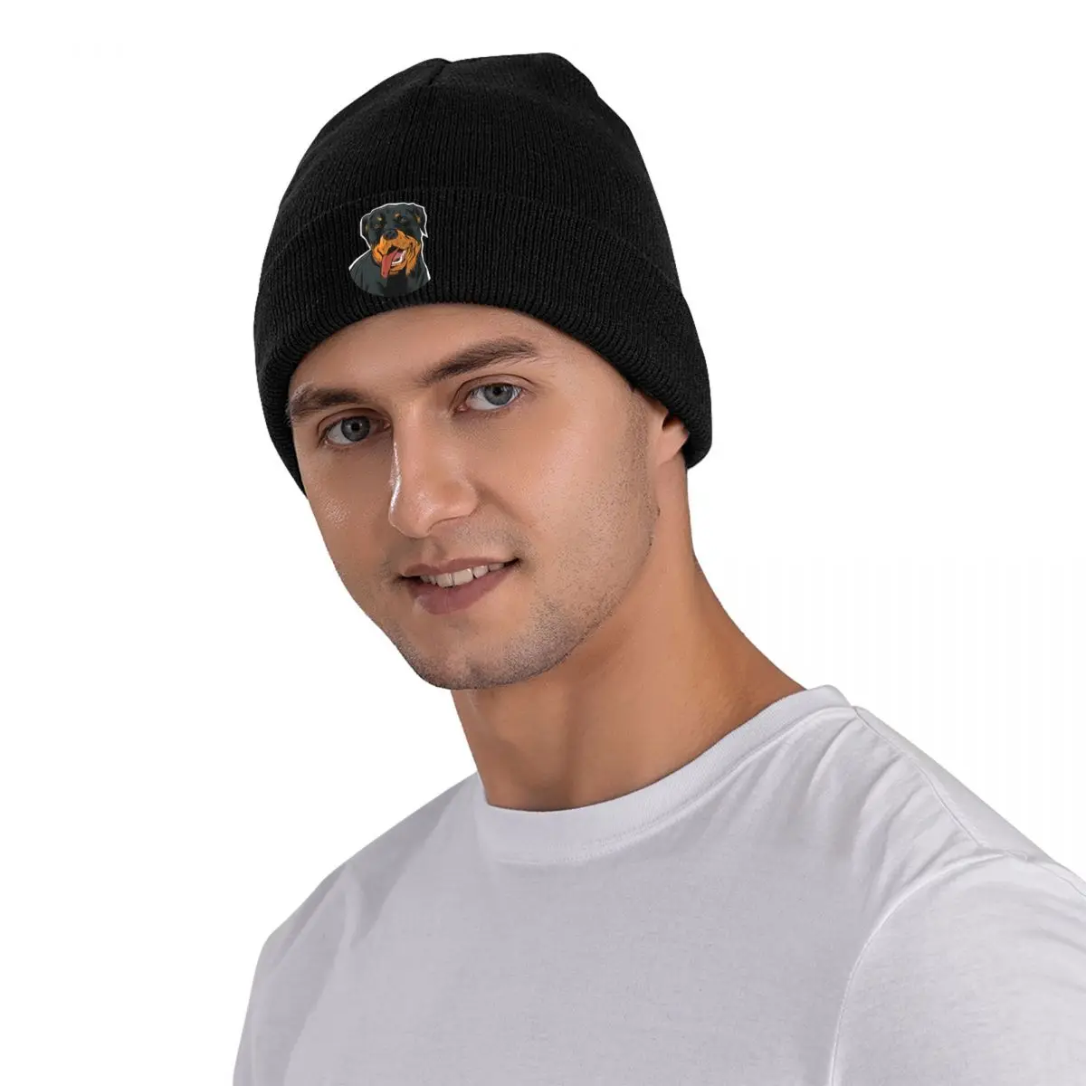 Rottweiler Dog Warm Knitted Cap Hip Hop Bonnet Hat Autumn Winter Outdoor Beanies Hats for Men Women Adult image 3