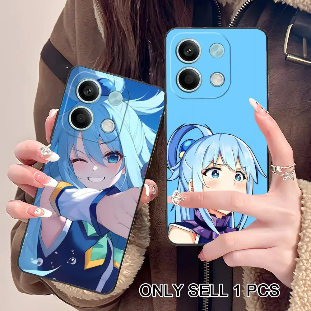 Capa de Telefone Móvel Konosuba Aqua Matte TPU para POCO M7 M6 M5 M4 M3 X7 X6 X5 X4 X3 Pro GT 5G com Impressão Colorida