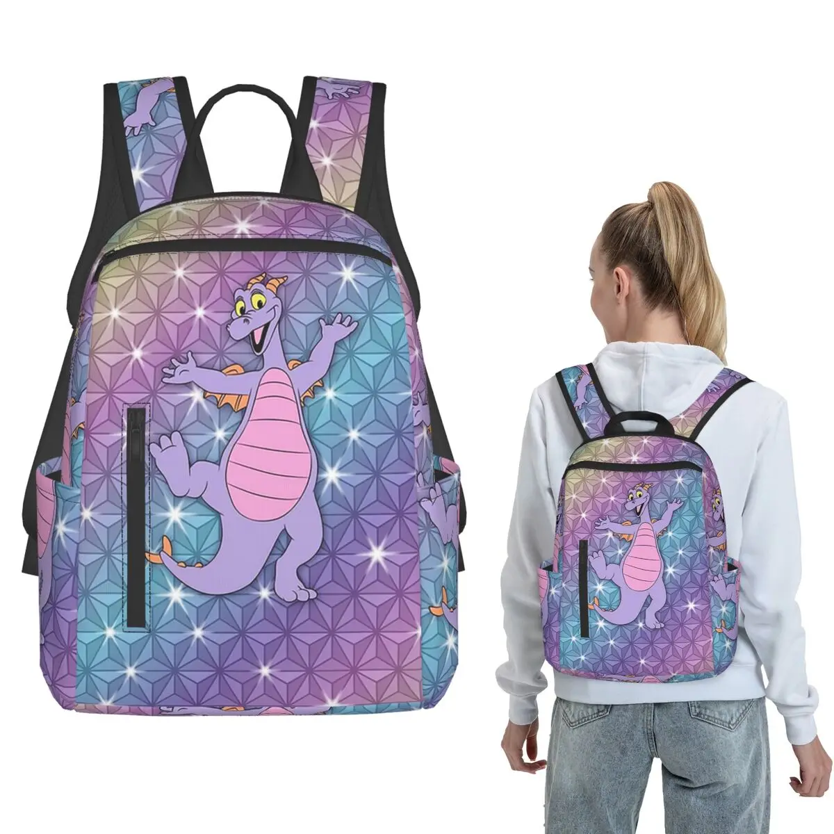 Epcot Figment Beacon Of Magic Backpack Daypack Boys Girls BookBag School Bag Shoulder Bags for Men Women