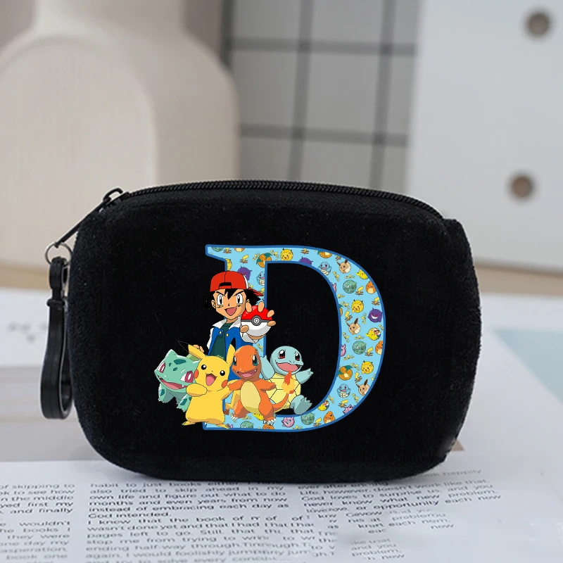 Anime Pikachu Letter A-Z Kids Coin Purse Pokemons Cartoon Mini Coin Bags Girl Boy Portable Zipper Small Wallet Pocket Key Pouch - view 5