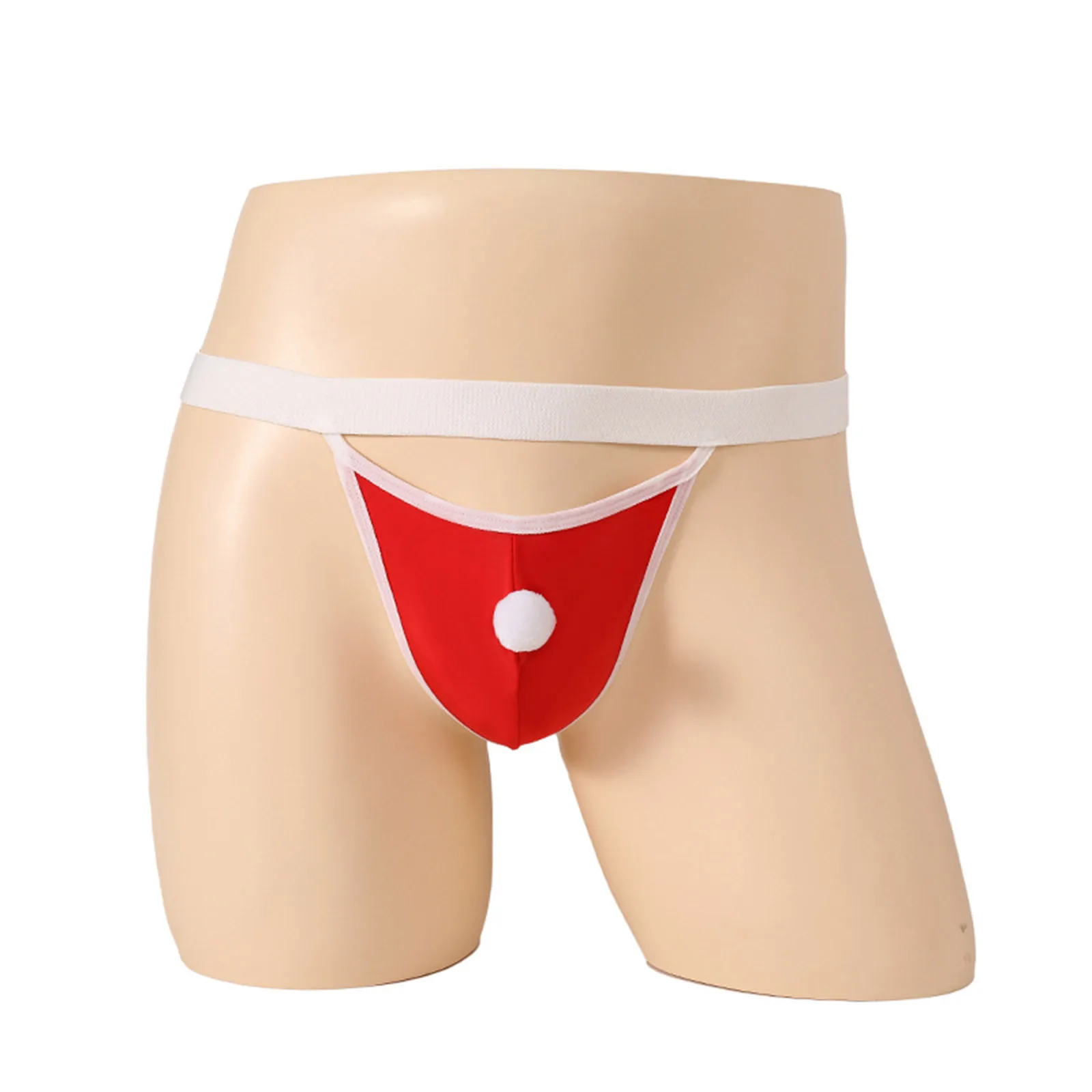 Heren Kerstkostuum Fancy Sexy T-Back Strings Rood En Wit Schede Santa Ondergoed Grappig Xmas Vakantie Cadeau Slips Nachtkleding