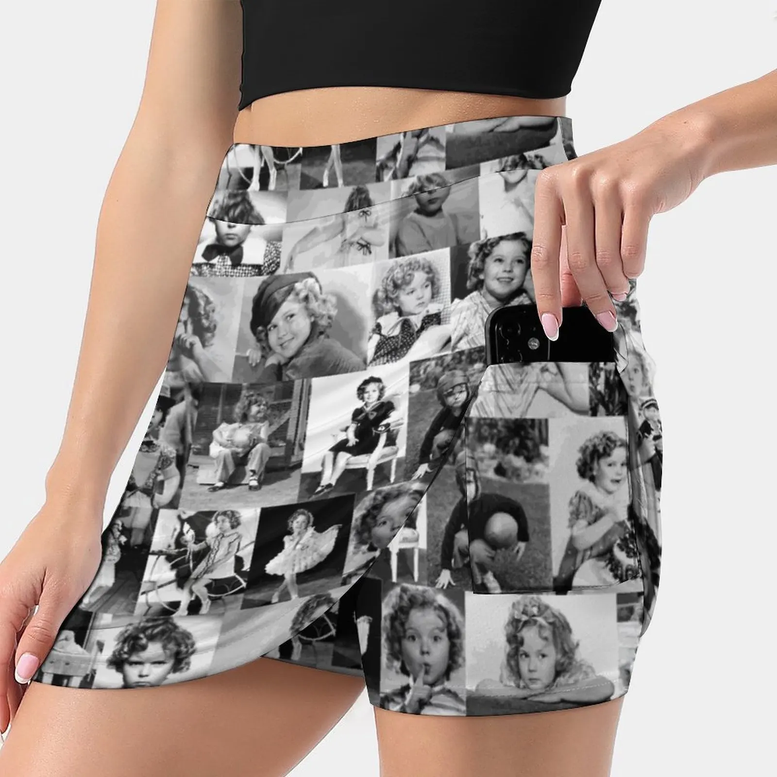 

Shirley Temple Collage Women's skirt Mini Skirts A Line Skirt With Hide Pocket Shirley Temple Old 1930S 1930S Movie 1930S