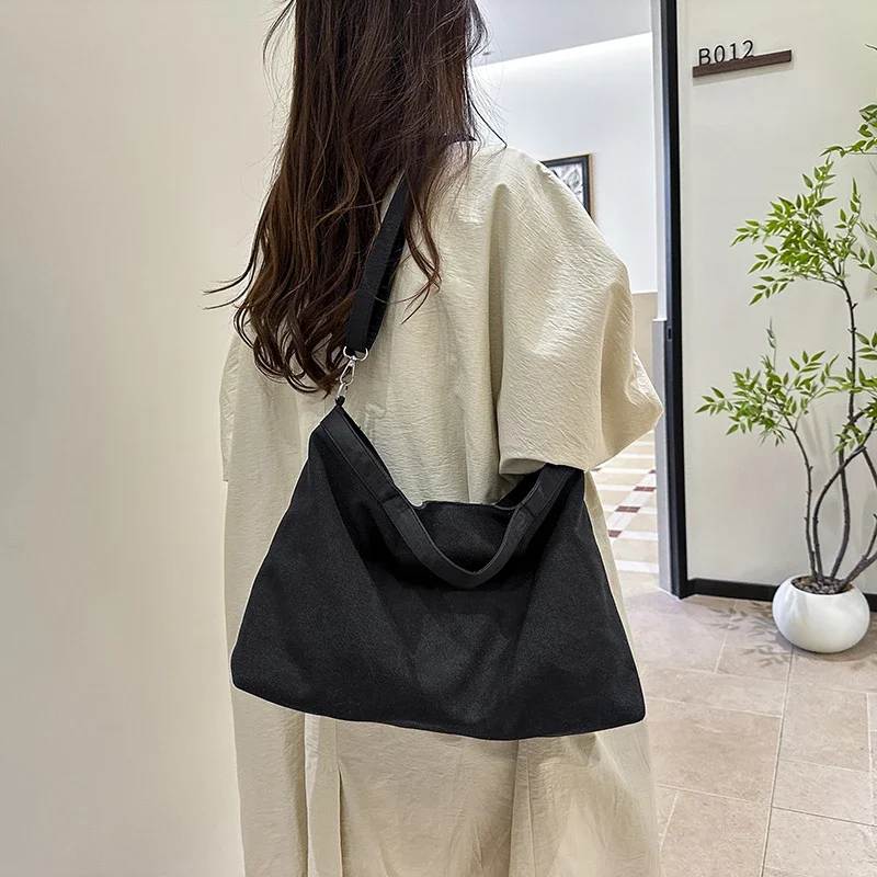 Large Capacity Canvas Crossbody Bag Women Casual Tote Handbag Removable Adjustable Strap Daily Work Travel Shopping Shoulder Bag