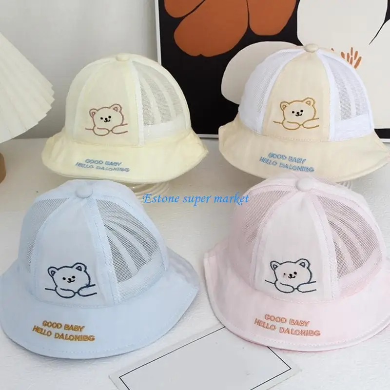 

090B Baby Bucket Hat Cotton Fisherman Hat Kid Sun Cap for 6-24M Boys Girls
