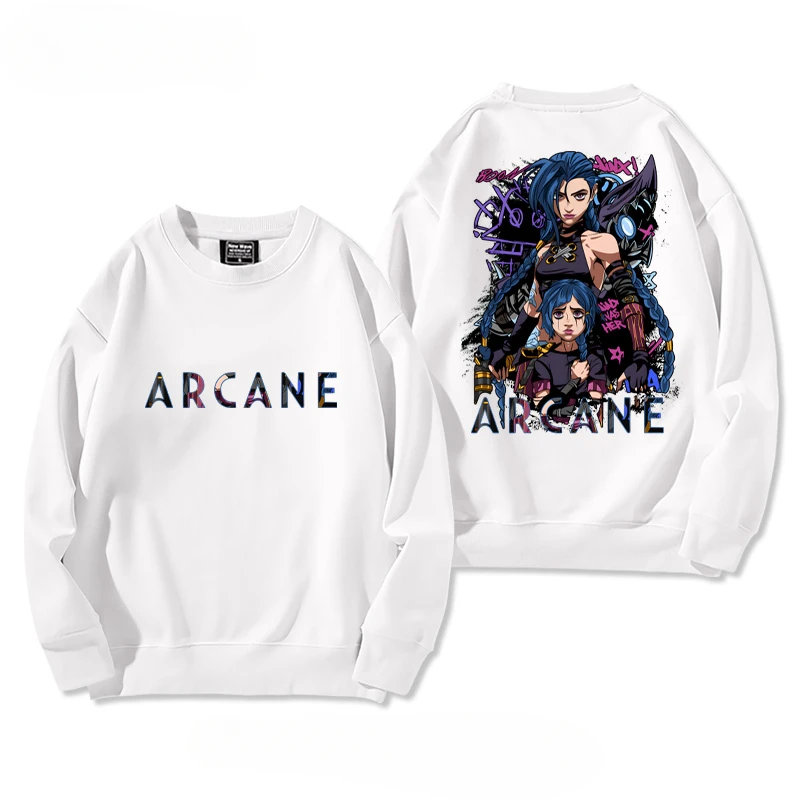 American Simple Trendy Game Anime Arcane Printed Sweatshirt Hoodie Men's Loose Casual Sweatshirt Animation Peripherals