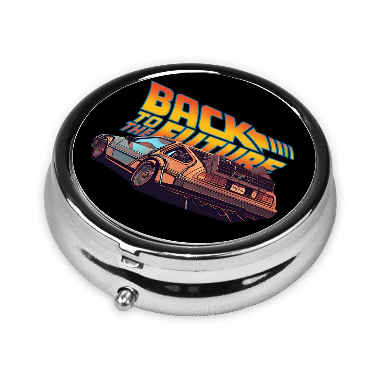 De volta para o futuro mini casos de comprimidos portáteis para bolsos ficção científica comédia filme medicina armazenamento caso caixa de comprimidos para viagens