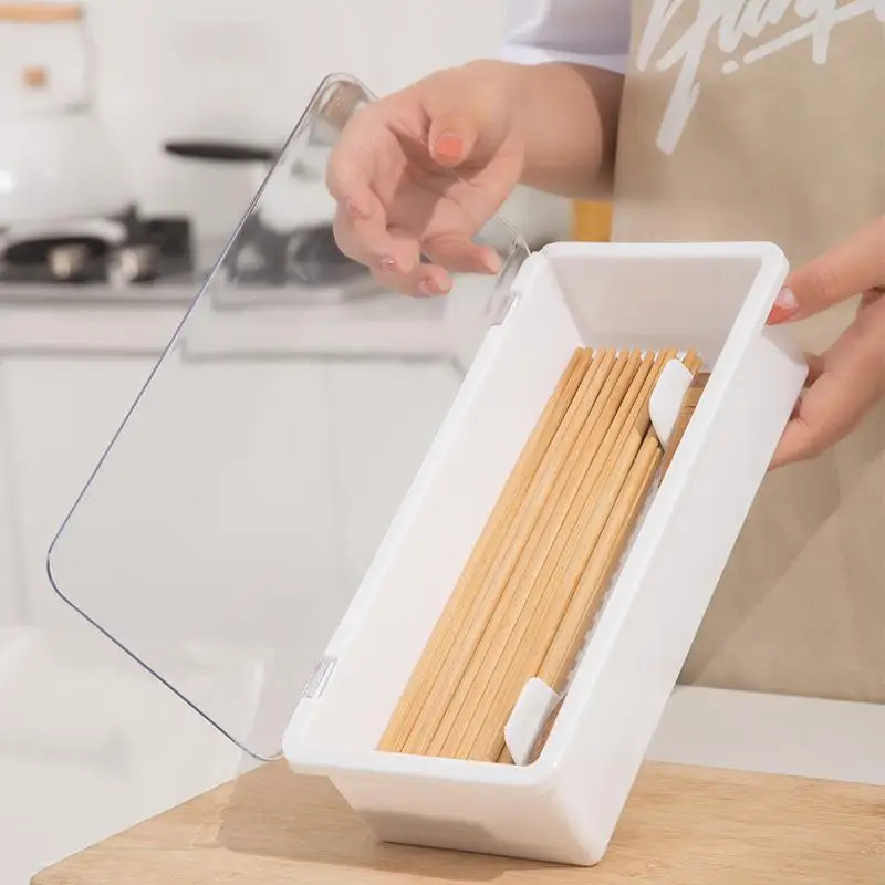 Kitchen Tableware Spoon And Fork Drainer With Cover Makeup Bins Storage Drainage And Dust-Proof Tableware Storage Chopstick Box