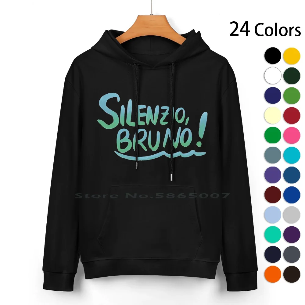 Silenzio Bruno-Quote From Luca Pure Cotton Hoodie Sweater 24 Colors Silenzio Bruno Pixar Movie Italian Quote Siren Fish