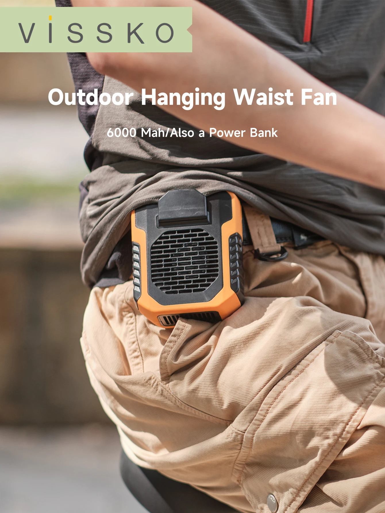 

Vissko Outdoor Hanging Neck Fan Waist Fan 6000mah Mini Portable Rechargeable Bladeless Cooling Fan For Hiking Climbing Sports