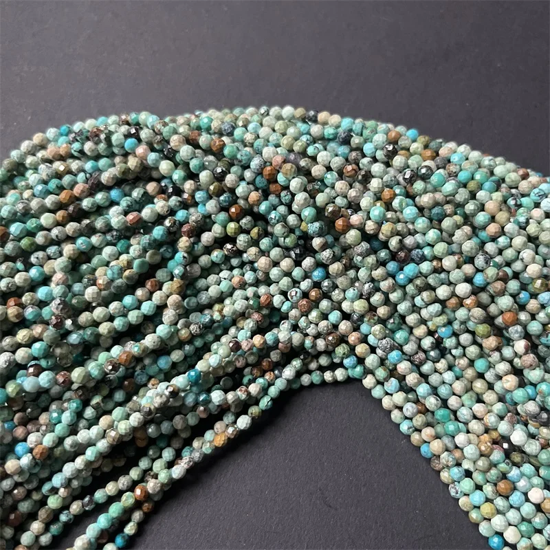 100% niebarwiony kamień szlachetny zielony fasetowany Hubei turkusowy kamień naturalny mały 3-3.5MM bransoletka dopasowana do Diy paciorki do wyrobu biżuterii